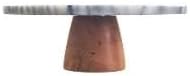 Marble Lazy Susan 12" with Wooden Base, Cake Stand, Rotating Tray, Cheese Board, Kitchen Turntable