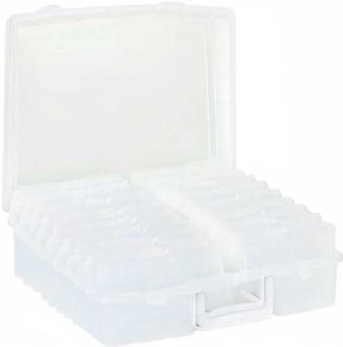 novelinks Transparent 4" x 6" Photo Cases and Clear Craft Keeper with Handle, 16 Inner Photo Organizers & Photo Storage Box, 