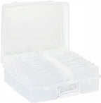 novelinks Transparent 4" x 6" Photo Cases and Clear Craft Keeper with Handle, 16 Inner Photo Organizers & Photo Storage Box, 