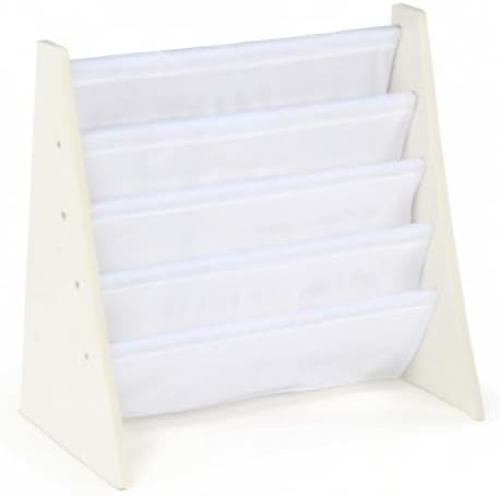 Humble Crew 4-Tier Kids Bookshelf, White Wood/White - Premium Book Shelf for Kids Rooms with Four Deep Pockets - Toddler Slin