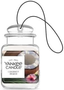 Yankee Candle Car Jar Ultimate, Coconut Beach, Hanging Automotive Air Freshener Odor Neutralizer for Long Lasting Tropical Sc