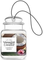 Yankee Candle Car Jar Ultimate, Coconut Beach, Hanging Automotive Air Freshener Odor Neutralizer for Long Lasting Tropical Sc