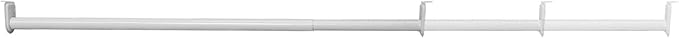 Design House 48 Inch to 72 Inch Adjustable Closet Rod for Hanging Clothes, White, Heavy Duty Steel, Center Support Bracket In