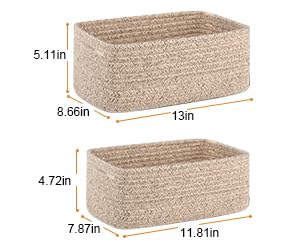 OIASKET 4 Pack Small Storage Shelf Baskets for Organizing, Mini Woven Rope Storage Bins for Towels, Cute Decorative Closet Or