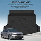 LASFIT Trunk Mat for Honda Civic Hatchback 2022-2026 & Civic Hatchback Hybrid 2025-2026, All Weather TPE Custom Fit Trunk Liner Cargo Mat Cargo Liner with Subwoofer, Black