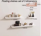 Radiator Cover Shelf, Long White Floating Shelves Set of 3 Wood Shelving Wall Mounted for Living Room Bedroom Kitchen Bathroo