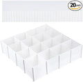 20PCS DIY Plastic Grid Drawer Dividers, Large Adjustable Drawer Storage Organizer (38cmx11cm) for Clutter Kitchen Cutlery Dre