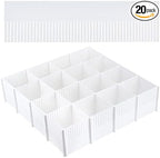 20PCS DIY Plastic Grid Drawer Dividers, Large Adjustable Drawer Storage Organizer (38cmx11cm) for Clutter Kitchen Cutlery Dre