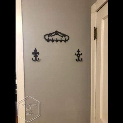 Comfify Cast Iron Wall Mounted Hanger – Vintage Design with 5 Hooks for Keys, Towels, Robes, and Clothes – Heavy Duty Rustic 