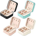Neveika Portable Travel Mini Jewelry Box Leather Jewellery Ring Organizer Case Storage Gift Box Girls Women (4 colorx1).