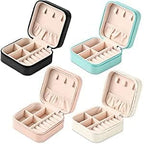Neveika Portable Travel Mini Jewelry Box Leather Jewellery Ring Organizer Case Storage Gift Box Girls Women (4 colorx1).