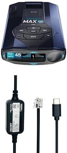 Bundle of MAX 360 MKII Radar and Laser Detector + Escort USB-C to RJ11 Radar Power Cord