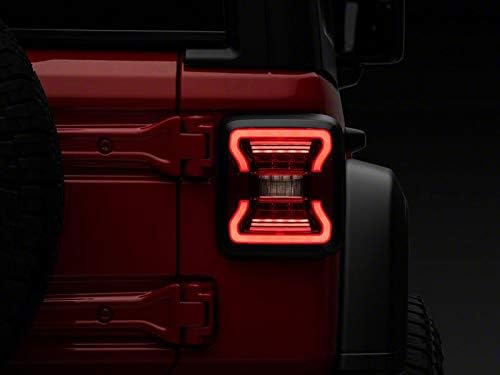 Raxiom LED Tail Lights; Black Housing; Red Lens Compatible for 18-25 Jeep Wrangler JL w/Factory Halogen Tail Lights & w/o Bli