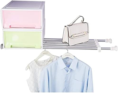 Hershii Expandable Closet Tension Shelf Rod Adjustable Storage Rack Heavy Duty DIY Organizer Divider for Wardrobe Cupboard Ki