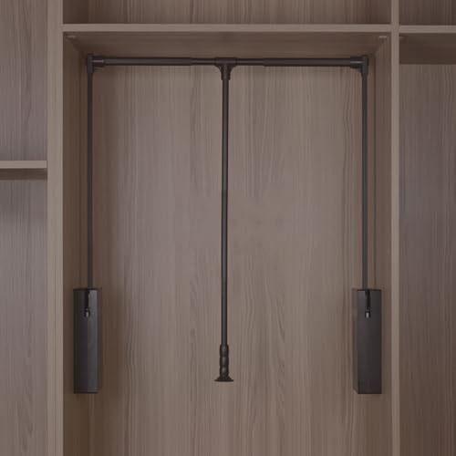 Adjustable Sliding Wardrobe Closet Rod - 51-121cm Pull Down Clothes Hanger Rail, Extendable Soft Return Hanging Rail for Spac