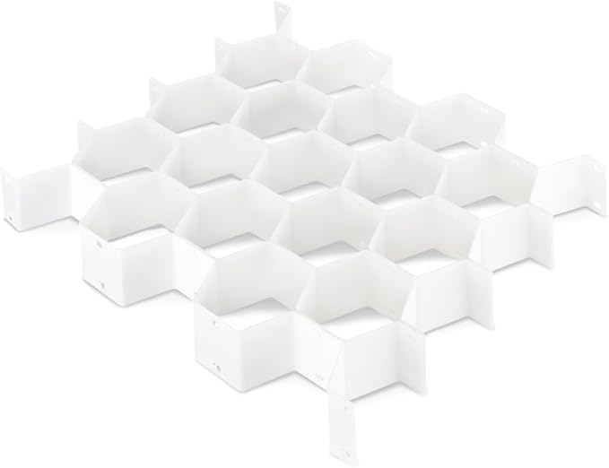 Whitmor Honeycomb Drawer Organizer, 6 PAck White