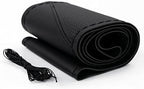 AUTOXBERT Sports Style Hand Sew Steering Wheel Cover Microfiber Leather Car Auto Steering Wheel Cover Stitch on Wrap for Cars