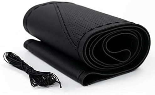 AUTOXBERT Sports Style Hand Sew Steering Wheel Cover Microfiber Leather Car Auto Steering Wheel Cover Stitch on Wrap for Cars