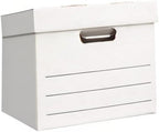 Amazon Basics Medium Duty Storage/Filing Boxes with Lid and Handles, Legal/Letter Size, 12-Pack, White, 16.2" L x 12.5" W x 1