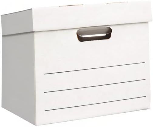 Amazon Basics Medium Duty Storage/Filing Boxes with Lid and Handles, Legal/Letter Size, 12-Pack, White, 16.2" L x 12.5" W x 1