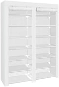 ERONE Shoe Rack Storage Organize, 28 Pairs Portable Double Row with Nonwoven Fabric Cover Shoe Shelf Cabinet for Closet (Whit