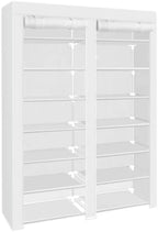 ERONE Shoe Rack Storage Organize, 28 Pairs Portable Double Row with Nonwoven Fabric Cover Shoe Shelf Cabinet for Closet (Whit