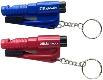 Car Safety Tool – 2-in-1 Glass Breaker & Seat Belt Cutter – Emergency Escape Keychain Hammer – Compact & Lightweight – Set of