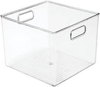 mDesign Plastic Modern Storage Organizer Bin Basket with Handles - 4 Pack - Clear