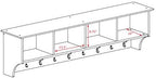 Prepac 60" Contemporary Wall Mounted Coat Rack, Coat Hooks Wall Mount with 4 Shelves, Ideal for Hallway or Entryway Storage S