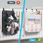 Hanging Diaper Caddy Organizer Crib Organizer–Spacious Baby Girl/Boy Nursery Organizer for Changing Table, Playpen/Wall- Hold