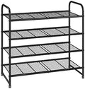 Simple Trending 4-Tier Stackable Shoe Rack, Expandable & Adjustable Shoe Organizer Storage Shelf, Wire Grid, Black