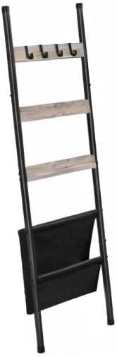 HOOBRO Blanket Ladder, 5 Tier Towel Rack, 17.3" L x 63" H, Wall-Leaning Blanket Rack for Living Room, Decorative Ladder with 