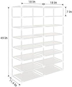 ERONE Shoe Rack Storage Organize, 28 Pairs Portable Double Row with Nonwoven Fabric Cover Shoe Shelf Cabinet for Closet (Whit