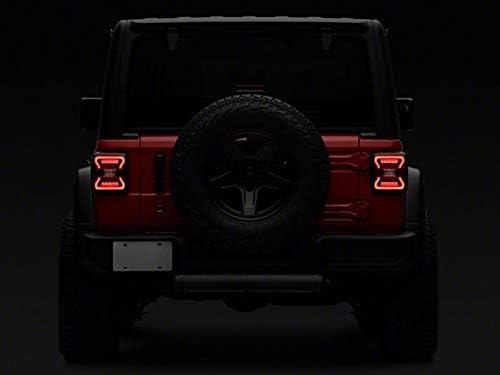 Raxiom LED Tail Lights; Black Housing; Red Lens Compatible for 18-25 Jeep Wrangler JL w/Factory Halogen Tail Lights & w/o Bli
