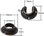 1 Pair Heavy Duty Oil Rubbed Bronze Zinc Closet Pole Sockets Rod End Support Flange Rod Holder Set Wall Mount Pipe Bracket wi