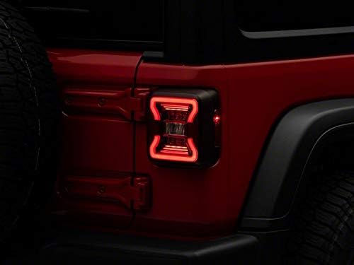 Raxiom LED Tail Lights; Black Housing; Red Lens Compatible for 18-25 Jeep Wrangler JL w/Factory Halogen Tail Lights & w/o Bli