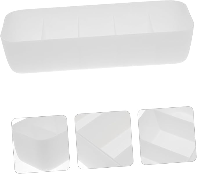 2pcs Plastic Socks Organizer with Compartments Stackable Drawer Storage Box for Underwear Gloves and Accessories White