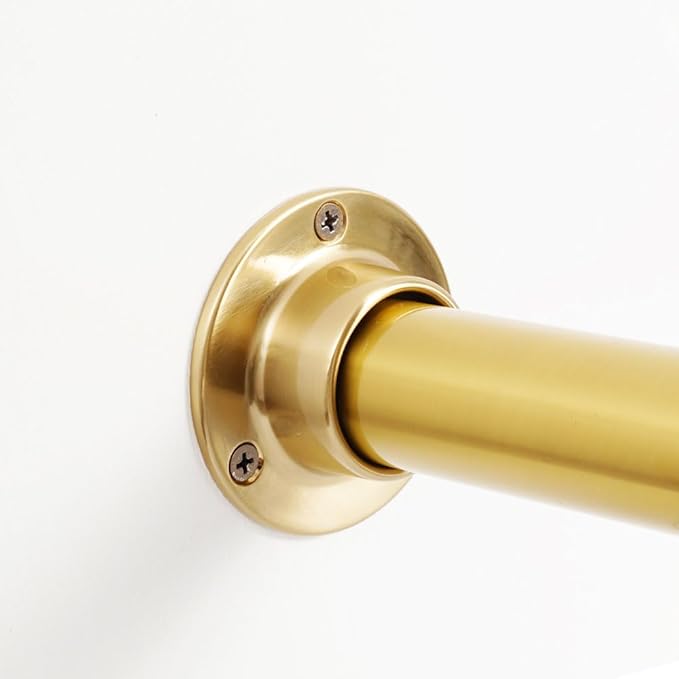 1 Pair Heavy Duty Champagne Bronze Zinc Closet Pole Sockets Rod End Support Flange Rod Holder Set Wall Mount Pipe Bracket wit
