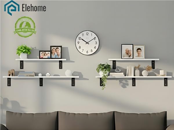 Floating Shelf Board for Wall 5/8" – No Brackets – 24" L x 12" W x 0.6" T White Melamine Wood Floating Shelves for Bathroom, 