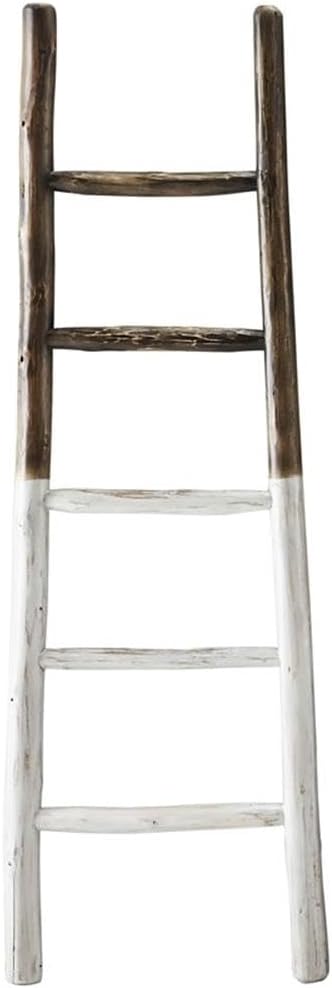 Progressive Furniture Millie Wood Blanket Ladder French Roast Brown/Linen White