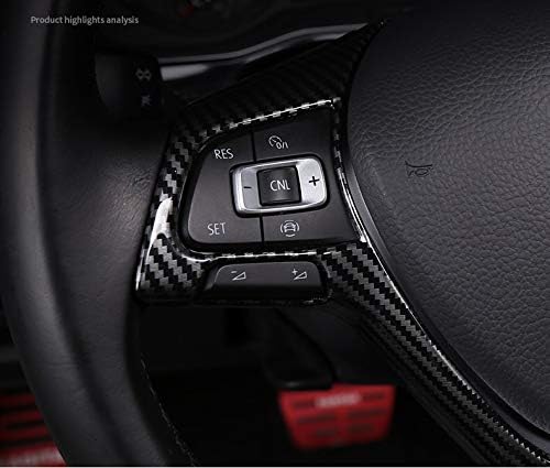 MAXDOOL Carbon Fiber Steering Wheel Cover Sequins Frame Trim Emblem for VW Volkswagen Jetta Passat e-Golf Golf Sportwagen Alltrack Arteon Atlas Tiguan Interior Accessories