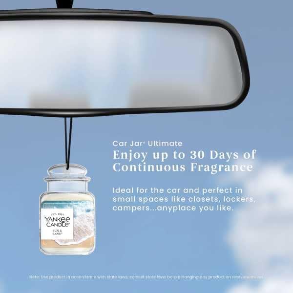 Yankee Candle Car Air Fresheners, Hanging Car Jar Ultimate, Neutralizes Odors Up To 30 Days, Sun & Sand, 0.96 OZ (Pack of 4)