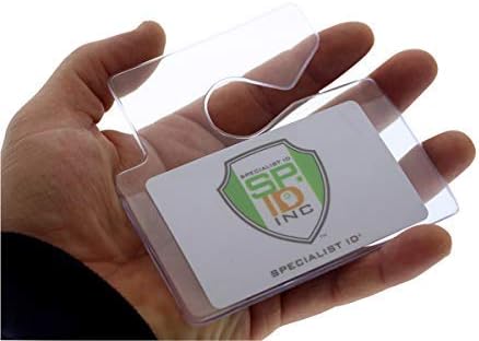 5 Pack - Clear Horizontal Vehicle Parking Permit Pass Hanger Tag Holder - Hangs from Car Rear View Mirror - by Specialist ID