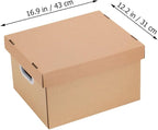 NOLITOY Document File Storage Box with Lid 30l, Kraft Paper Office Document Organizer, Portable File Case for Home and Office