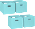 RiverRidge Folding Storage Bins with Handles Aqua Cube Storage Organizer for Closet, Bedroom & Playroom - Closet Organizers a