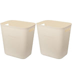 UUJOLY Plastic Small Trash Can Wastebasket, Garbage Container Basket for Bathrooms, Laundry Room, Kitchens, Offices, Kids Rooms, Dorms, 3.5 Gallon, Beige, 2 Pack