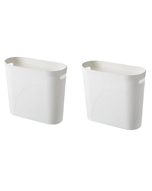 Bathroom Small Trash Can, 3 Gallon Slim Plastic, Set of 2, White