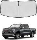 Windshield Sun Shade for GMC Sierra 1500 2500 3500 SLT AT4 Denali 2019-2024 2025 2026 Front Window Shade Custom Fit Sun Visor Foldable Shade Blocks UV Rays Summer Must Have Car Accessories