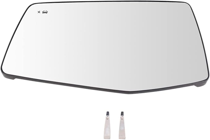 TRQ Left Mirror Glass Compatible with 2019-2021 Chevrolet Silverado 1500 GMC Sierra 1500