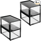 mDesign Plastic Desk Organizer and Storage Bin w/Pull Out Drawer - Stackable Office Storage Container for Office Supplies - D